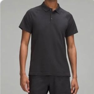 Lululemon Men's Collard Three Button Dark Gray Metal Vent Tech Polo Shirt Size L